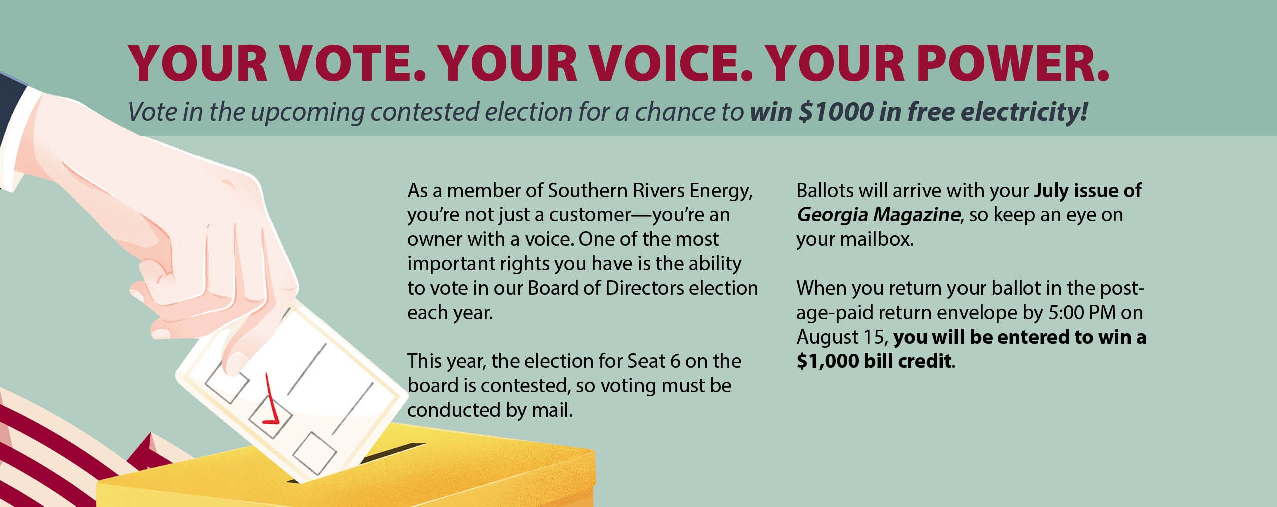 Hand placing ballot in box